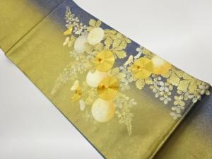 金彩金駒刺繍手描き万寿菊模様袋帯